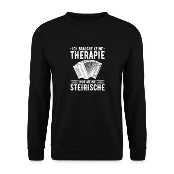 Steirische Harmonika Ich Brauche Keine Therapie, - Unisex Pullover - Schwarz - Vorne - Alina (178cm) & Michal (187cm)