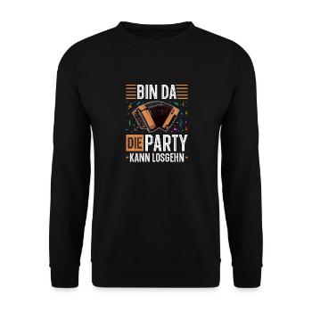 Steirische Harmonika Party Kann Losgehen, Quetschn - Unisex Pullover - Schwarz - Vorne - Alina (178cm) & Michal (187cm)