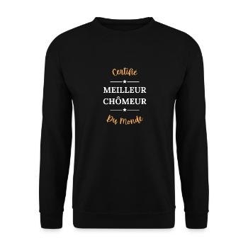 Certifié meilleur chômeur du monde - Sweat-shirt Unisexe - noir - Devant - Alina (178cm) & Michal (187cm)