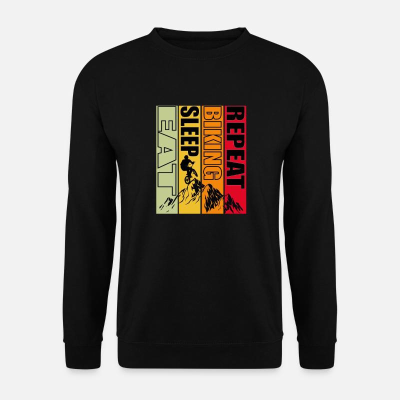 Eat sleep biking repeat - Unisex Sweatshirt - black