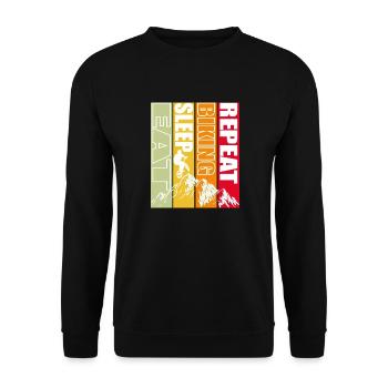eat sleep biking repeat - Sweat-shirt Unisexe - noir - Devant - Alina (178cm) & Michal (187cm)