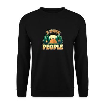 I hate people camping colorful tents campfire - Unisex Sweatshirt - black - Front - Alina (178cm) & Michal (187cm)