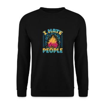 I hate people camping colorful tents campfire - Unisex Sweatshirt - black - Front - Alina (178cm) & Michal (187cm)
