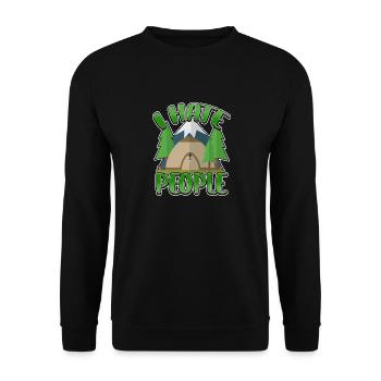 I hate people camping colorful tents campfire - Unisex Sweatshirt - black - Front - Alina (178cm) & Michal (187cm)