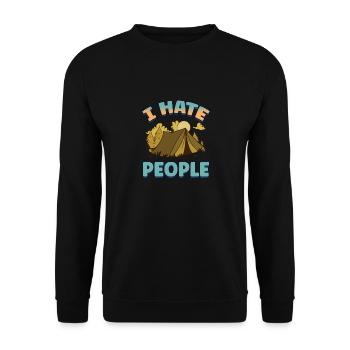 I hate people camping colorful tents campfire - Unisex Sweatshirt - black - Front - Alina (178cm) & Michal (187cm)