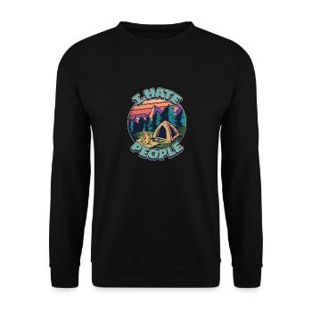 I hate people camping colorful tents campfire - Unisex Sweatshirt - black - Front - Alina (178cm) & Michal (187cm)