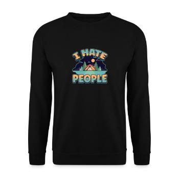 I hate people camping colorful tents campfire - Unisex Sweatshirt - black - Front - Alina (178cm) & Michal (187cm)