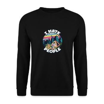 I hate people camping colorful tents campfire - Unisex Sweatshirt - black - Front - Alina (178cm) & Michal (187cm)