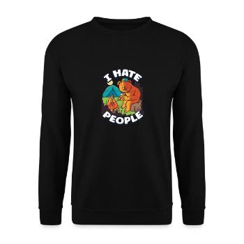 I hate people camping colorful tents campfire - Unisex Sweatshirt - black - Front - Alina (178cm) & Michal (187cm)
