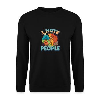 I hate people camping colorful tents campfire - Unisex Sweatshirt - black - Front - Alina (178cm) & Michal (187cm)
