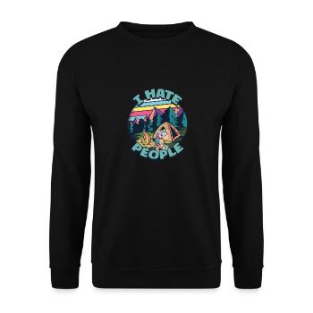 I hate people camping colorful tents campfire - Unisex Sweatshirt - black - Front - Alina (178cm) & Michal (187cm)
