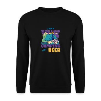 I am a simple man I like camping beer - Unisex Sweatshirt - black - Front - Alina (178cm) & Michal (187cm)