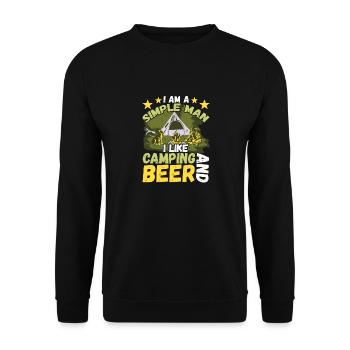 I am a simple man I like camping beer - Unisex Sweatshirt - black - Front - Alina (178cm) & Michal (187cm)