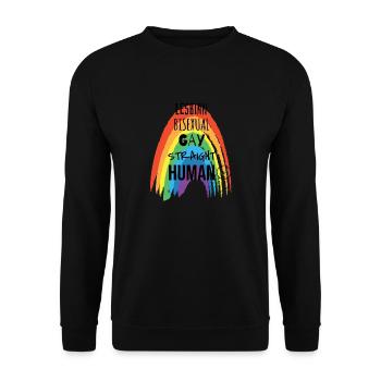 WE ARE ALL HUMANS - Unisex Pullover - Schwarz - Vorne - Alina (178cm) & Michal (187cm)