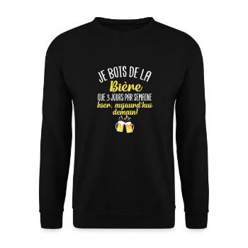 Je bois de la bière que 3 jours par semaine - Sweat-shirt Unisexe - noir - Devant - Alina (178cm) & Michal (187cm)