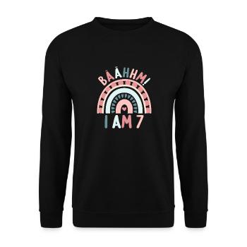 7 years Rainbow Rainbow 7th birthday - Unisex Sweatshirt - black - Front - Alina (178cm) & Michal (187cm)