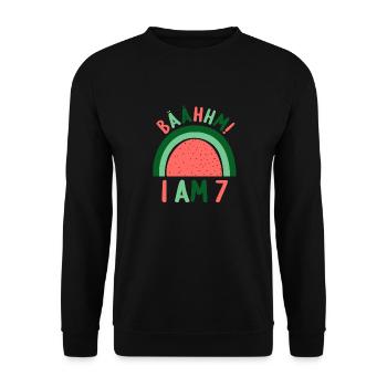 7 years Rainbow Rainbow 7th birthday - Unisex Sweatshirt - black - Front - Alina (178cm) & Michal (187cm)