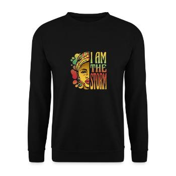Ich bin der Sturm Ich bin der Sturm Geschenk Inspi - Unisex Pullover - Schwarz - Vorne - Alina (178cm) & Michal (187cm)