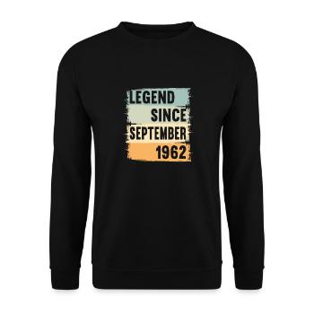 Born September 1962 60 years 60s 60th birthday - Unisex Sweatshirt - black - Front - Alina (178cm) & Michal (187cm)