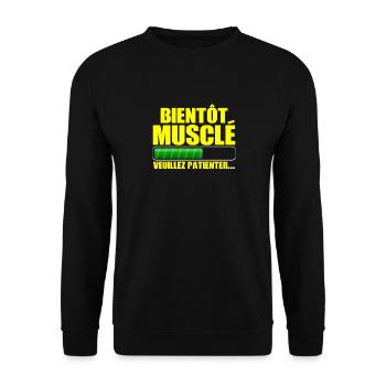 Bientôt Musclé Muscles En Cours Fitness Humour - Sweat-shirt Unisexe - noir - Devant - Alina (178cm) & Michal (187cm)