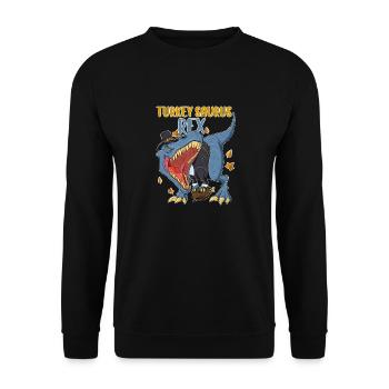 Turkey Saurus Rex I TRex Pilgrim Hat I Dinosaur - Unisex Sweatshirt - black - Front - Alina (178cm) & Michal (187cm)