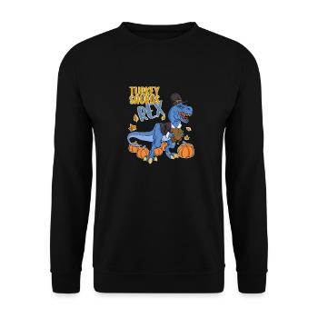 Turkey Saurus Rex I TRex Pilgrim Hat I Dinosaur - Unisex Sweatshirt - black - Front - Alina (178cm) & Michal (187cm)