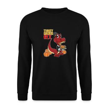 Turkey Saurus Rex I TRex Pilgrim Hat I Dinosaur - Unisex Sweatshirt - black - Front - Alina (178cm) & Michal (187cm)