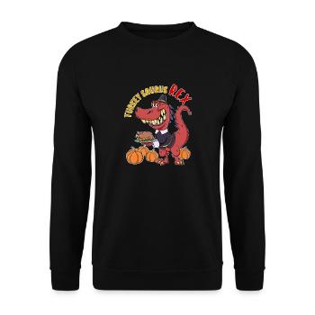Turkey Saurus Rex I TRex Pilgrim Hat I Dinosaur - Unisex Sweatshirt - black - Front - Alina (178cm) & Michal (187cm)