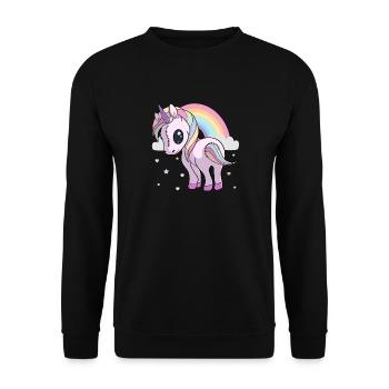 Pastell Goth gruseliges Einhorn Yami Kawaii süßer Spaß - Unisex Pullover - Schwarz - Vorne - Alina (178cm) & Michal (187cm)