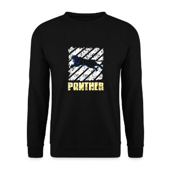 Vintage Panther Cat Lover T-Shirt Present Gift - Unisex Pullover - Schwarz - Vorne - Alina (178cm) & Michal (187cm)