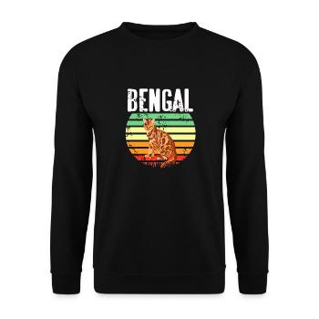 Retro Vintage Bengal T-Shirt Cat Lover Designs - Unisex Pullover - Schwarz - Vorne - Alina (178cm) & Michal (187cm)