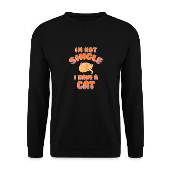 Je ne suis pas célibataire J’ai un chat drôle de chat Lover Tea - Sweat-shirt Unisexe - noir - Devant - Alina (178cm) & Michal (187cm)