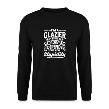 Vitrier Installateur de fenêtre Mon niveau de sarcasme - Sweat-shirt Unisexe - noir - Devant - Alina (178cm) & Michal (187cm)