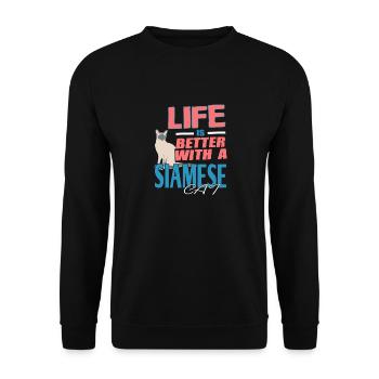 Life Is Better With A Siamese Cat T-Shirt - Unisex Sweatshirt - black - Front - Alina (178cm) & Michal (187cm)