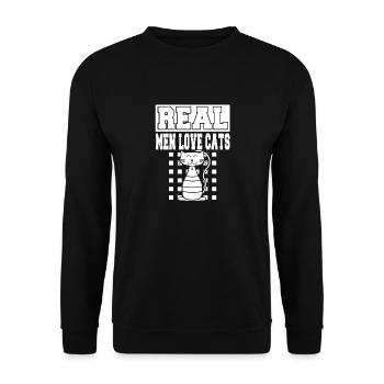 Real Men Love Cats Funny Cat Lover T-Shirt - Unisex Pullover - Schwarz - Vorne - Alina (178cm) & Michal (187cm)