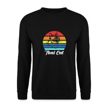 Retro Vintage Thai Cat T-Shirt Present Gift - Unisex Pullover - Schwarz - Vorne - Alina (178cm) & Michal (187cm)