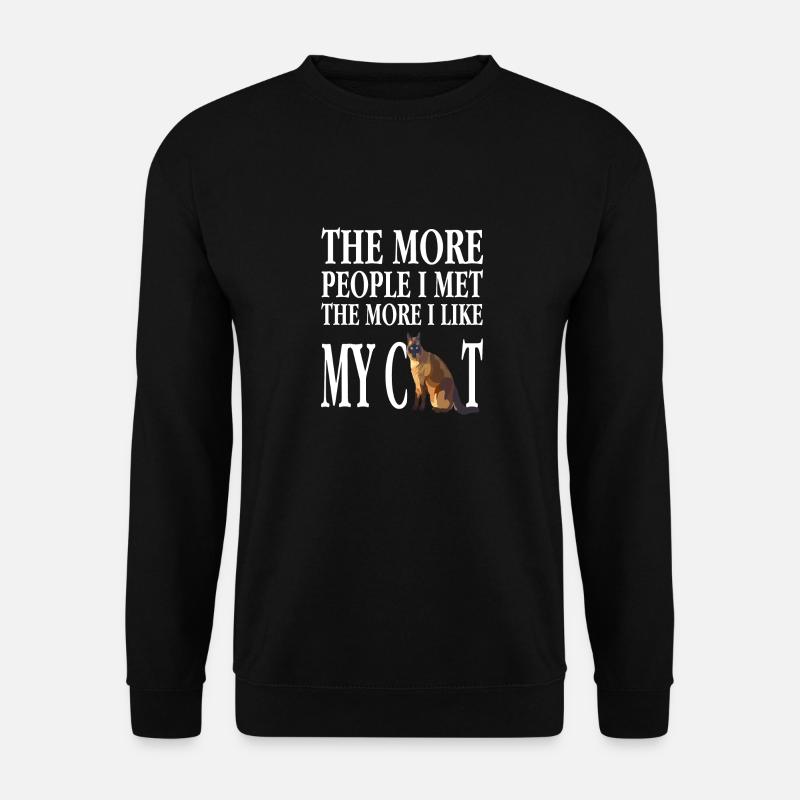 Plus je rencontrais de gens, plus j’aimais mon chat - Sweat-shirt Unisexe - noir