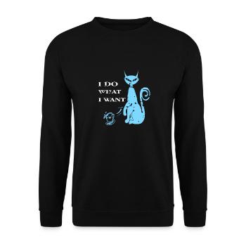 I Do What I Want Funny Cat Lover T-Shirt Present - Unisex Pullover - Schwarz - Vorne - Alina (178cm) & Michal (187cm)