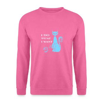 I Do What I Want Funny Cat Lover T-Shirt Present - Unisex Pullover - Pink - Vorne