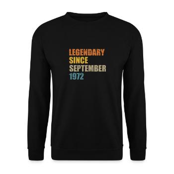 Né en septembre 1972 50 ans 50s 50e anniversaire - Sweat-shirt Unisexe - noir - Devant - Alina (178cm) & Michal (187cm)