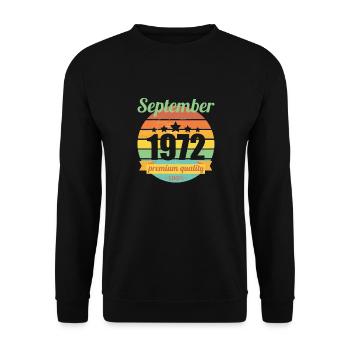 Né en septembre 1972 50 ans 50s 50e anniversaire - Sweat-shirt Unisexe - noir - Devant - Alina (178cm) & Michal (187cm)