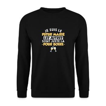 FUTUR MARIÉ Humour EVG Cadeau Garçon Mariage Team - Sweat-shirt Unisexe - noir - Devant - Alina (178cm) & Michal (187cm)