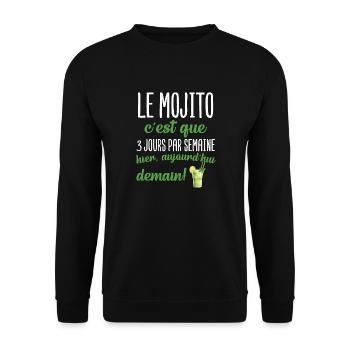 Le mojito c'est que 3 jours par semaine apéro - Sweat-shirt Unisexe - noir - Devant - Alina (178cm) & Michal (187cm)