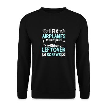 I fix airplanes and collect the leftover screws - Unisex Sweatshirt - black - Front - Alina (178cm) & Michal (187cm)