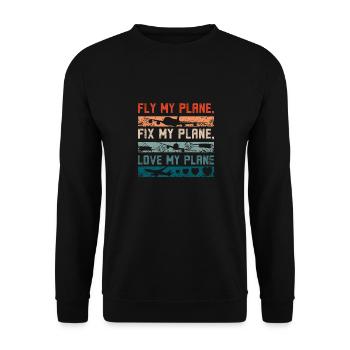 Voler mon avion réparer mon avion aimer mon avion - Sweat-shirt Unisexe - noir - Devant - Alina (178cm) & Michal (187cm)