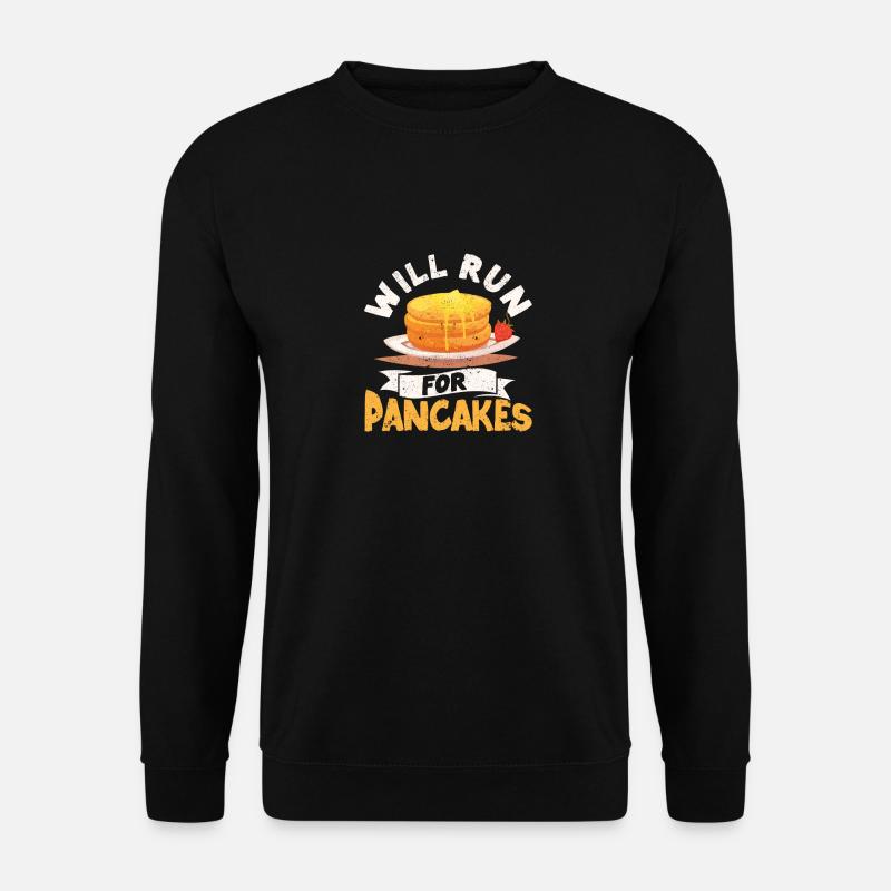 Läuft für Pfannkuchen Lustig Pfannkuchen Laufen - Unisex Pullover - Schwarz