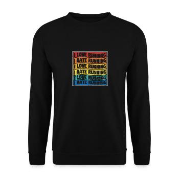 J’adore courir détester les coureurs amateurs de course - Sweat-shirt Unisexe - noir - Devant - Alina (178cm) & Michal (187cm)