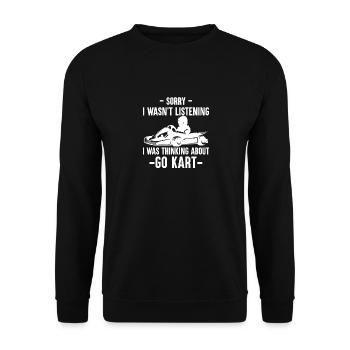 Go Kart Fahrer - Kartfahrer Go-Kart Spruch - Unisex Pullover - Schwarz - Vorne - Alina (178cm) & Michal (187cm)