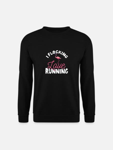 I Flocking Love Running Flamingo Lustige Jogging - Unisex Pullover - Schwarz