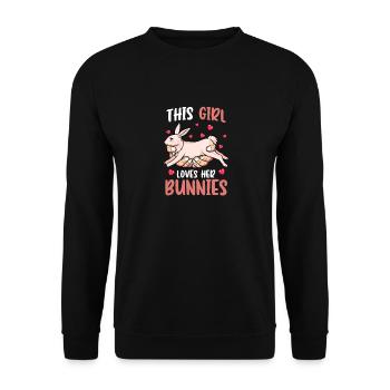 Dieses Mädchen liebt ihre Hasen Kaninchen lieben süßes Haustier - Unisex Pullover - Schwarz - Vorne - Alina (178cm) & Michal (187cm)